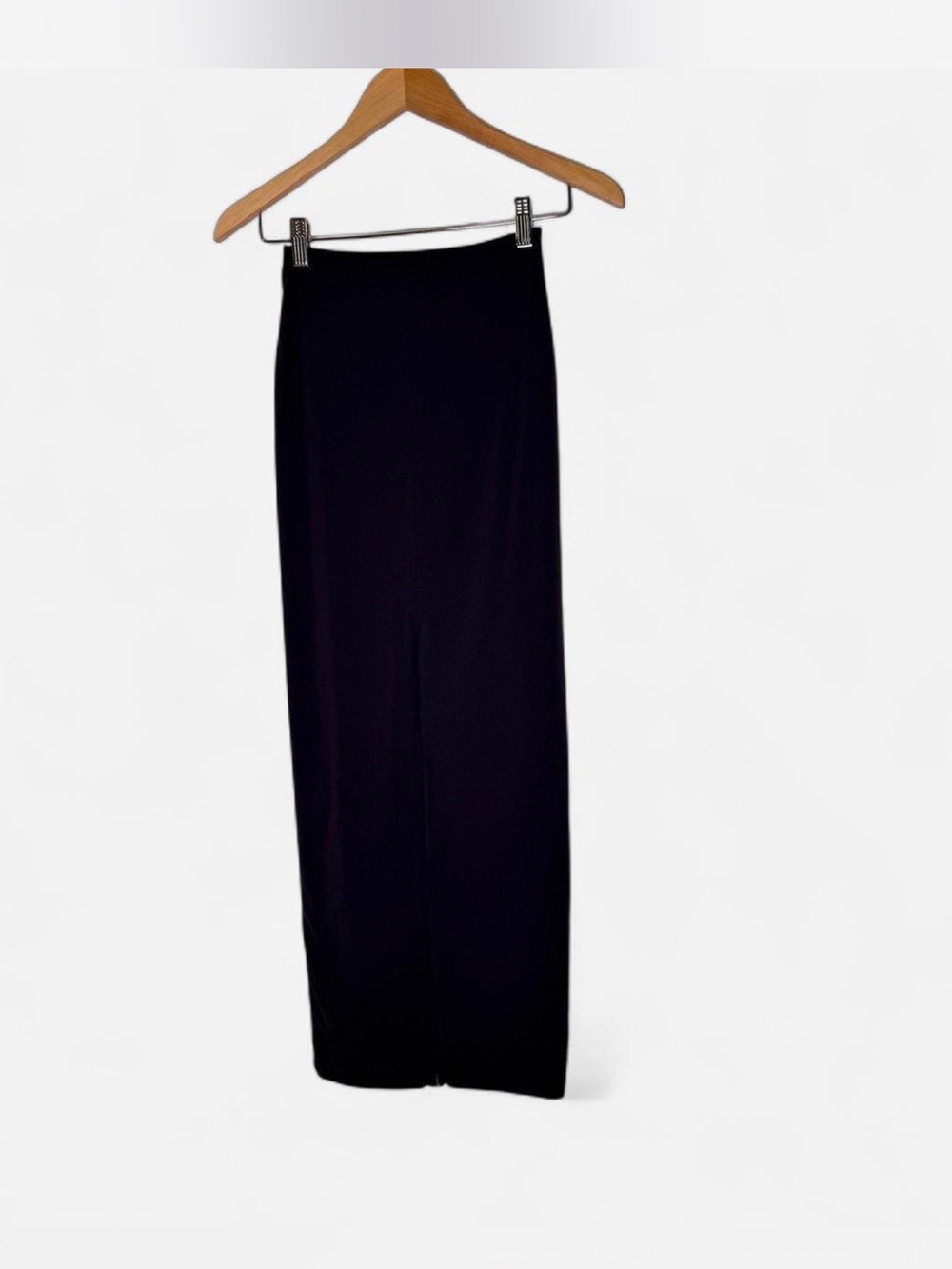 SKIMS Black Long Maxi Skirt Size XS Fitted Stretch Zip Slit Back